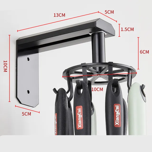 Space Aluminum Kitchen Rotating Hook Rack Black - Shop at LoveMi