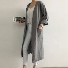 Solid colour plus size loose cardigan jacket - Grey - View 1