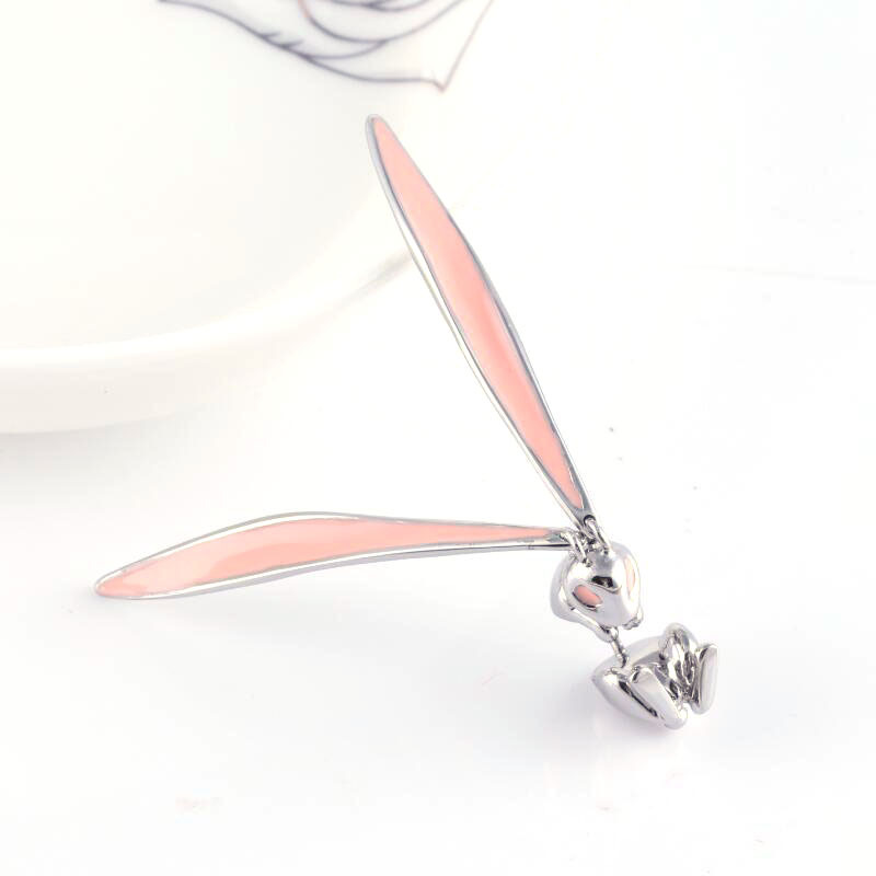 Oil painting bunny pierced earrings female