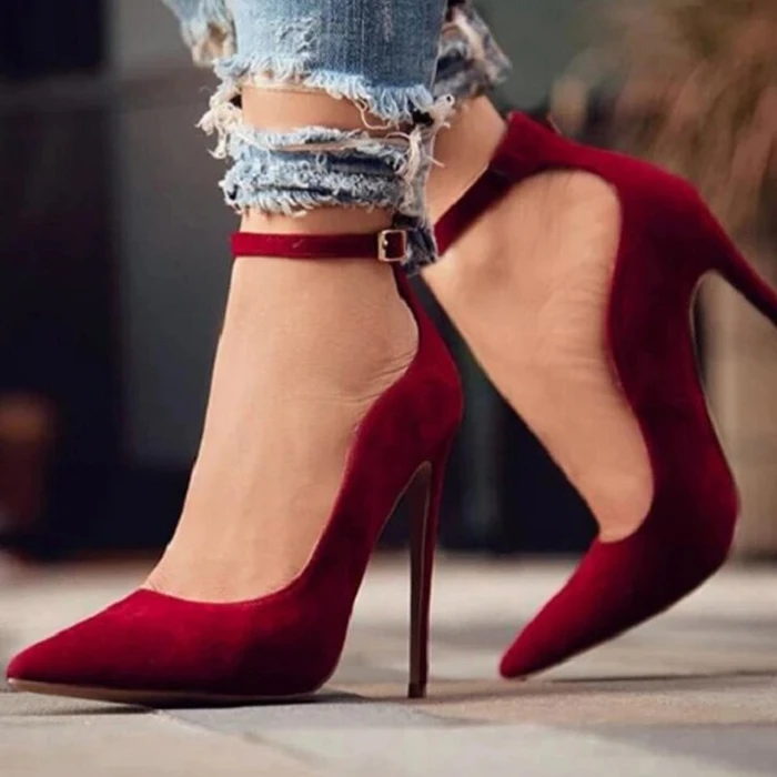 Buckle pointed high heels Red - Shop at LoveMi