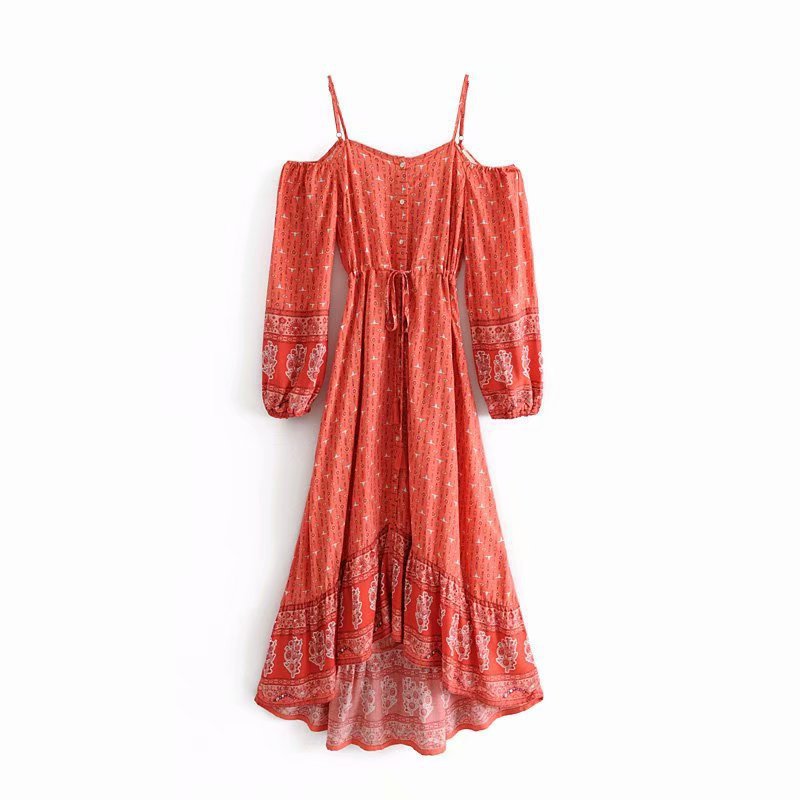 Printed strapless off-the-shoulder dress - 21