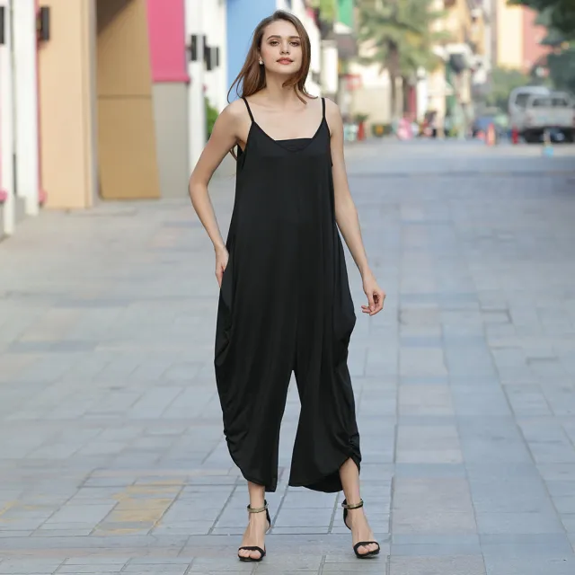 Low cut sexy suspender jumpsuit Black - Shop at LoveMi