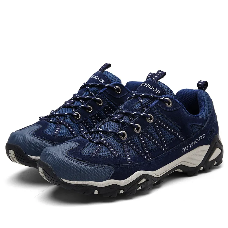 Leather outdoor men's shoes - Blue