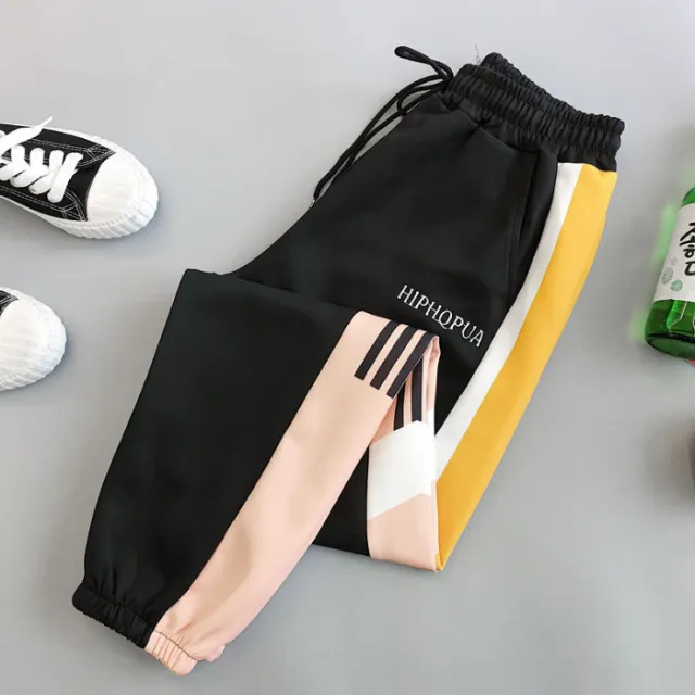 Loose fitting ankle slacks Black Letters - Shop at LoveMi