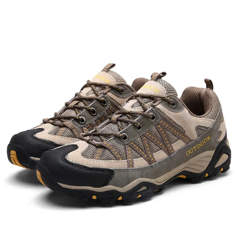 Leather outdoor men's shoes - Khaki