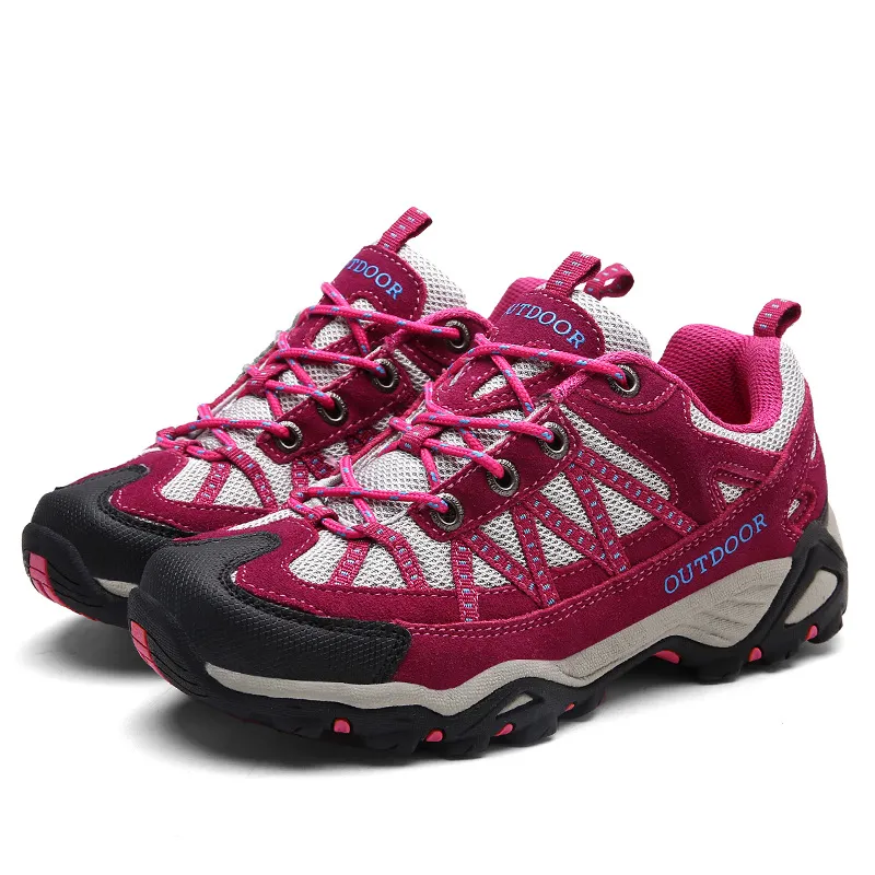 Leather outdoor men's shoes - Red