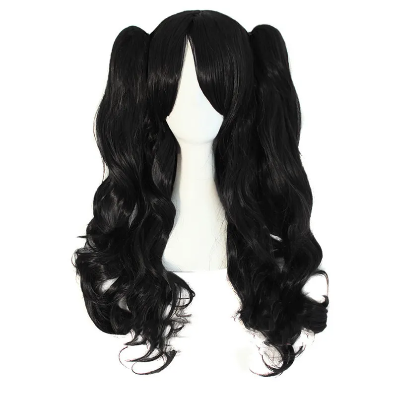 Big wave wig set double ponytail - Black
