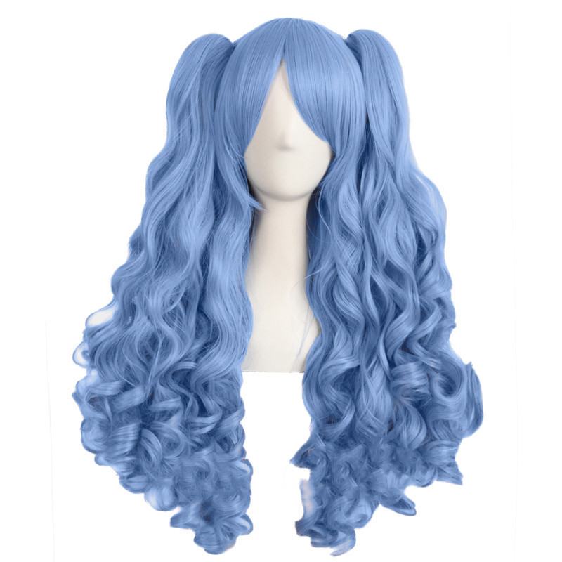 Big wave wig set double ponytail Light Blue - Shop at LoveMi