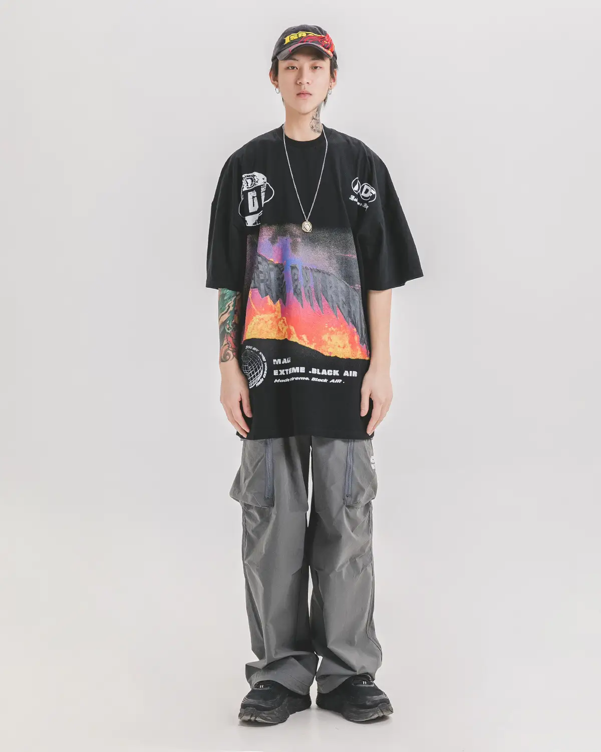 Loose print Hong Kong style short sleeves