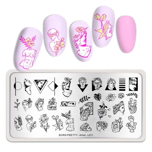 Stainless steel nail art printing transfer template Pink - Shop at LoveMi