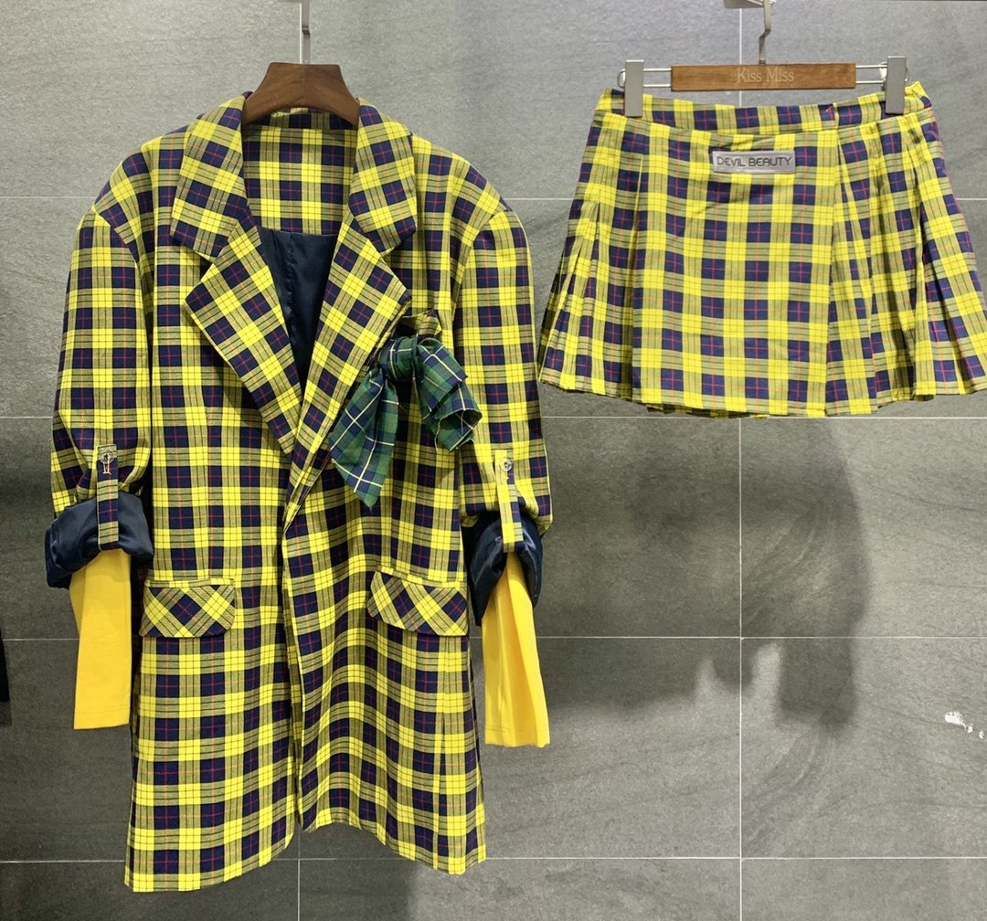 Plaid college style suit
