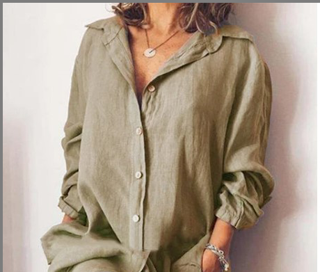 Double pocket long sleeve solid color long shirt
