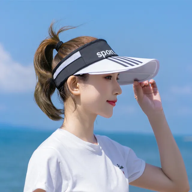 Retractable pull board hollow top women sun hat Black - Shop at LoveMi