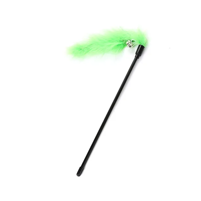 Turkey feather bell funny cat stick Green - Shop at LoveMi