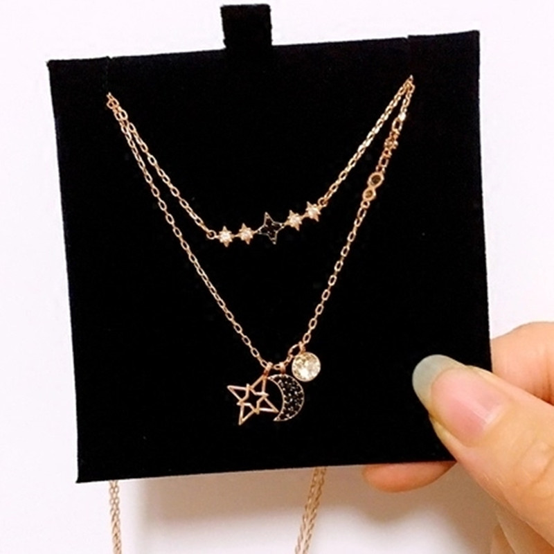 Star and Moon Necklace Female Double Clavicle Chain