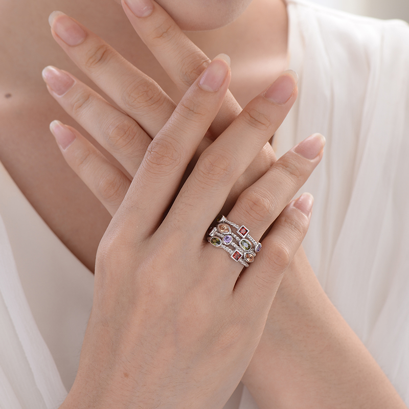Ladies colorful zircon ring
