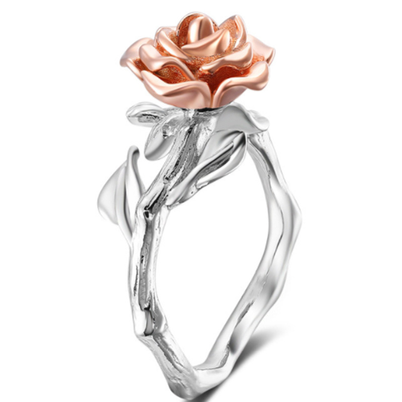 Electroplated two-tone rose ring