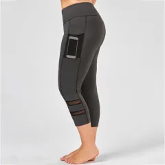 Women's plus size sports cutout leggings - Dark Grey - View 1