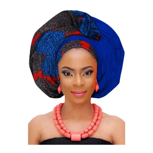 African printed cotton turban Blue - Shop at LoveMi