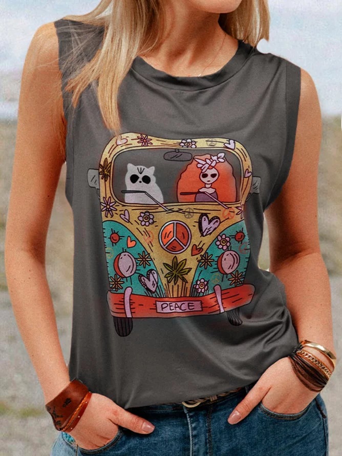 Cartoon car print vest