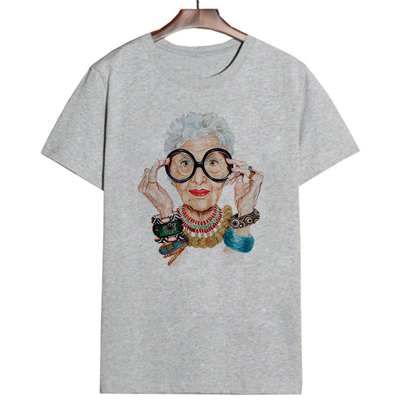 Granny head short-sleeved printed T-shirt