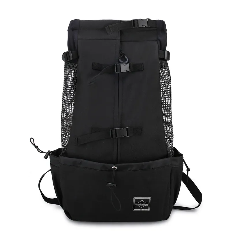 Pet Dog Carrier Bag Carrier For Dogs Backpack Out Double Shoulder Portable Travel Backpack Outdoor Dog Carrier Bag Travel - Black