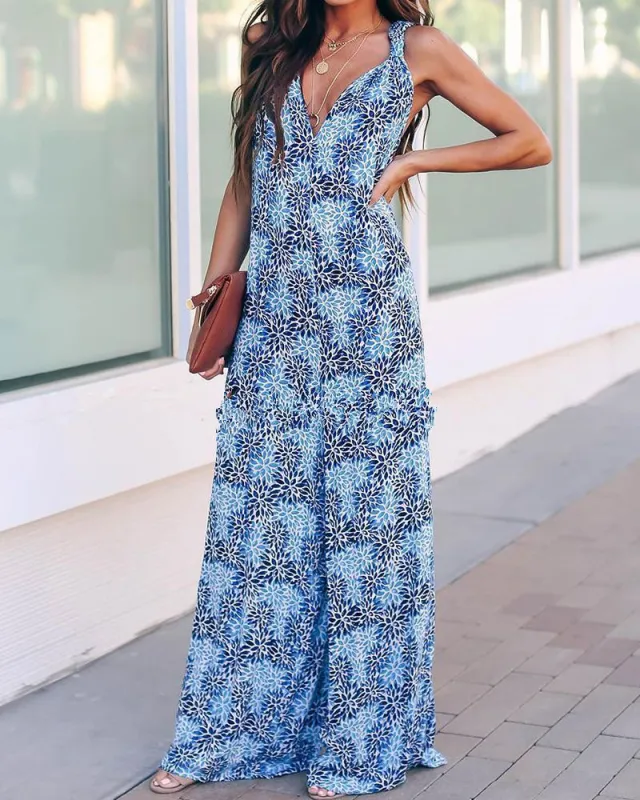 Chiffon Sling Jumpsuit Blue - Shop at LoveMi