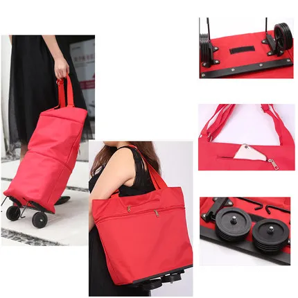 Hand bag shopping cart, folding towing bag retractable Red - Shop at LoveMi