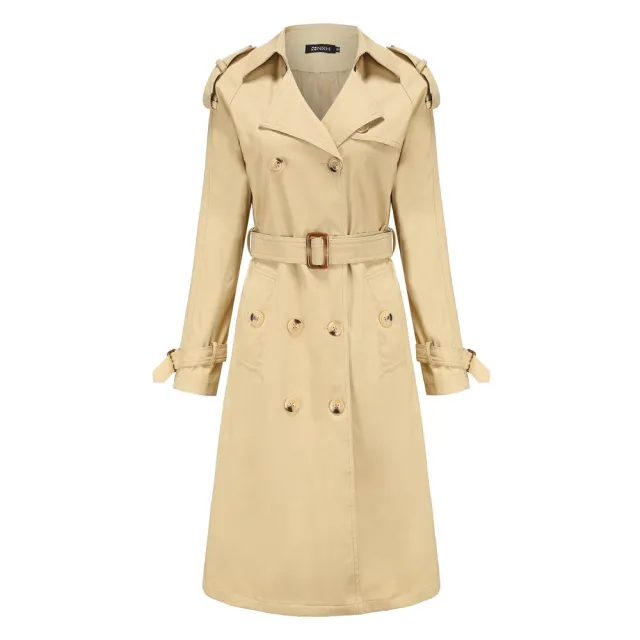 Pure cotton fashion classic coat Khaki - Shop at LoveMi