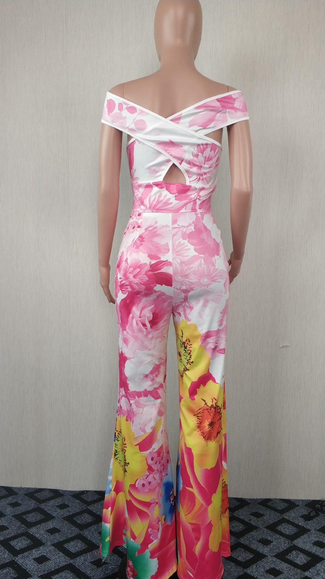 Printed jumpsuit flared pants