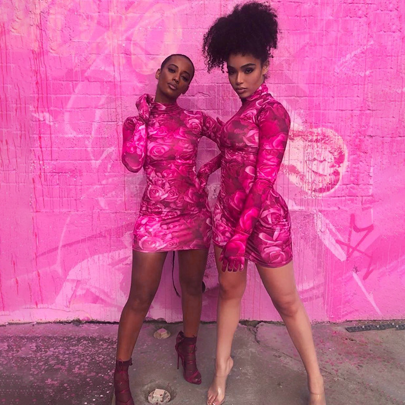 Printed bag hip dress