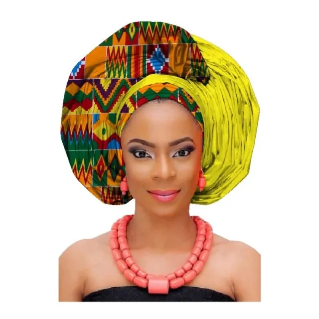 African printed cotton turban Yellow - Shop at LoveMi