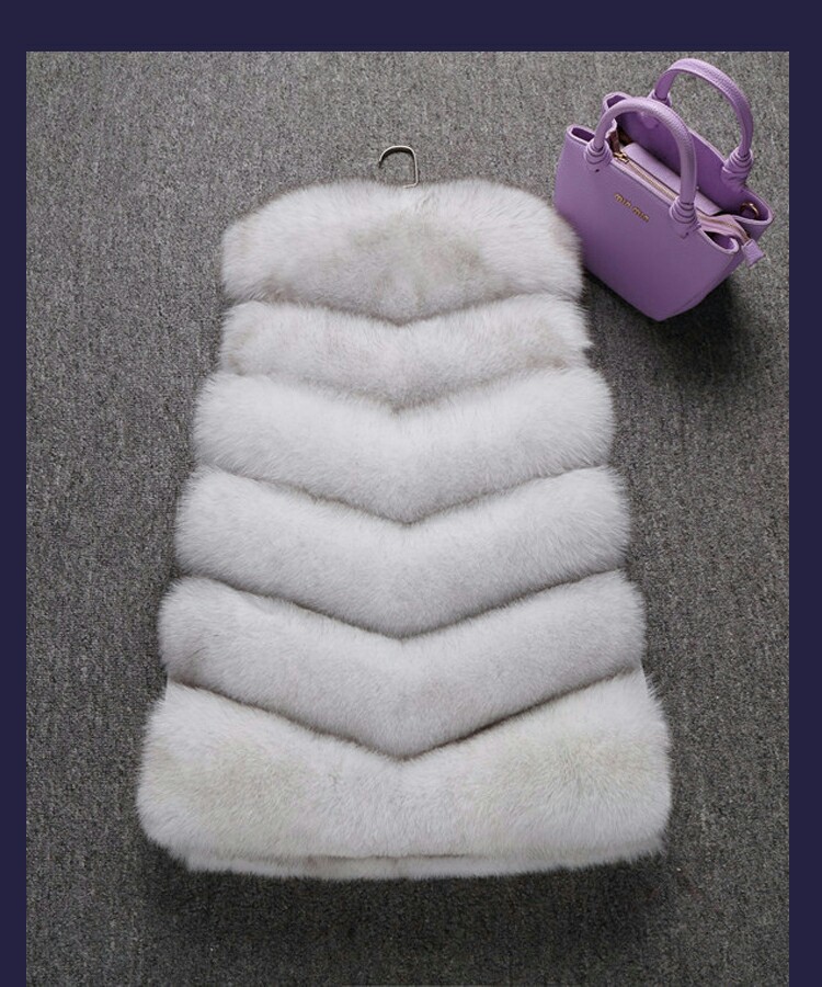 Women's mid-length fox fur vest