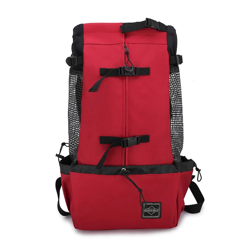 Pet Dog Carrier Bag Carrier For Dogs Backpack Out Double Shoulder Portable Travel Backpack Outdoor Dog Carrier Bag Travel - Red