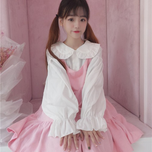 Two piece pink vest dress