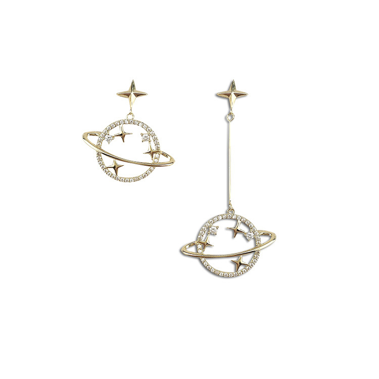 Asymmetric planet universe earrings