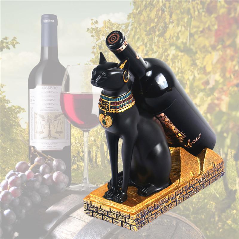 Egyptian cat-shaped resin bottle holder