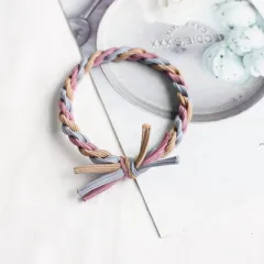 Rubber band hair tie thick leather headband - Grey Bean Paste - View 1