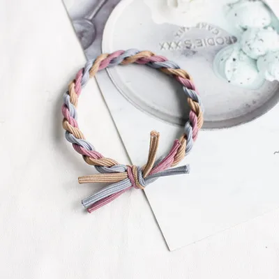Rubber band hair tie thick leather headband - Grey Bean Paste