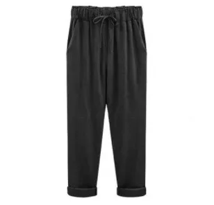 Loose and thin cotton and linen women's casual pants Black - Shop at LoveMi
