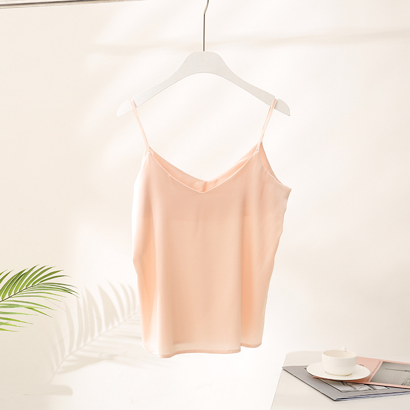 Super soft solid color satin silk camisole