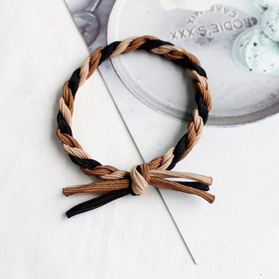 Rubber band hair tie thick leather headband in Coffee color