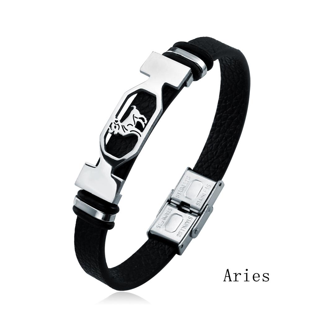 Leather 12 Constellation Bracelet
