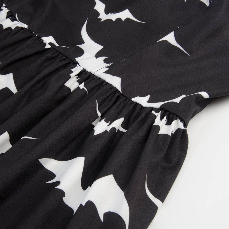 Retro print dress with sling shawl