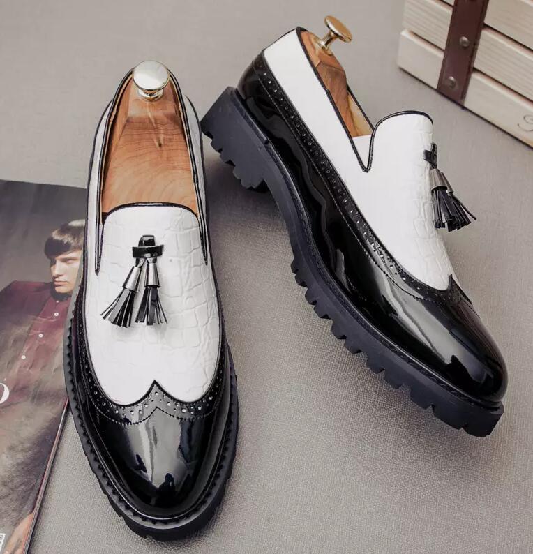 Carved retro set foot men's lazy leather shoes