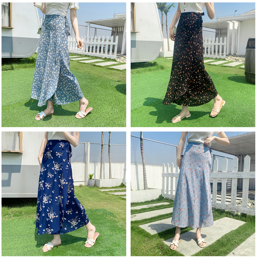 Bandage floral wrap skirt small daisy one-piece skirt