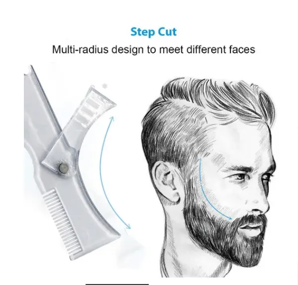 Multifunctional Men Beard Shaping Styling Template Comb Manual Rotating
