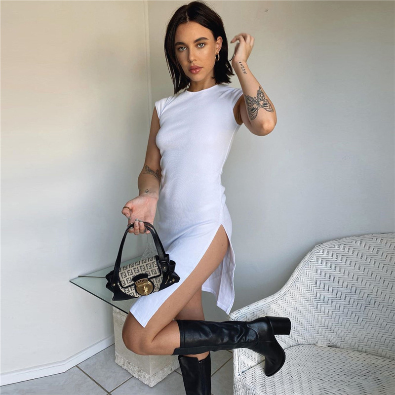 High slit T-shirt skirt dress