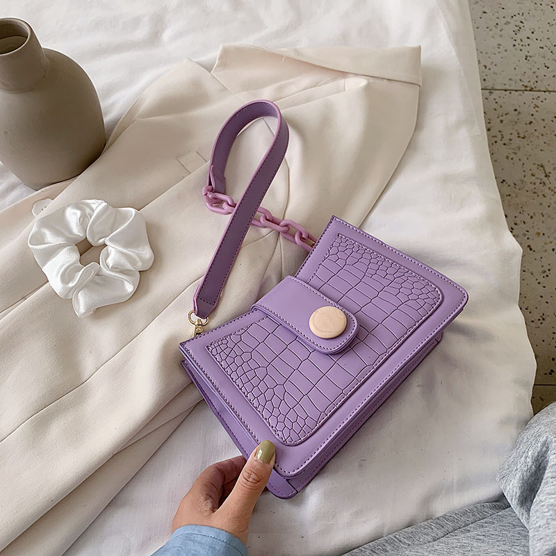 Vintage stone pattern one shoulder armpit bag Purple - Shop at LoveMi