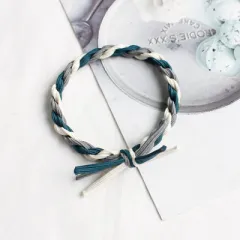 Rubber band hair tie thick leather headband - Green - View 1